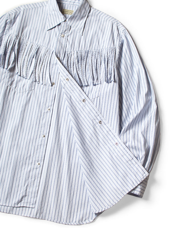 Kapital Cotton Stripe Fringe Husky Western Shirt  long sleeve