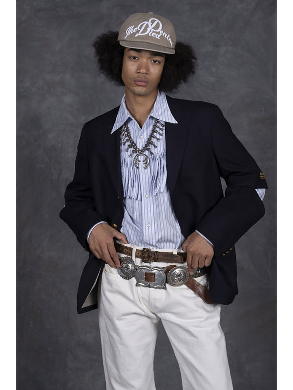 Kapital Cotton Stripe Fringe Husky Western Shirt  long sleeve