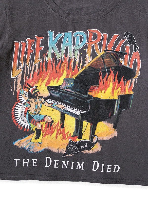 Kapital 20/- Jersey cropped T-shirt (BURNING Piano pt) Tee Women