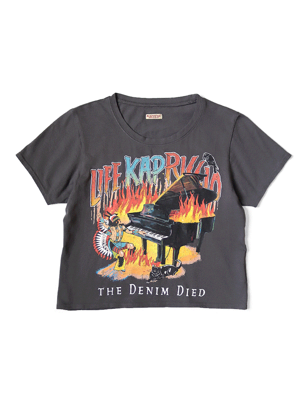 Kapital 20/- Jersey cropped T-shirt (BURNING Piano pt) Tee Women