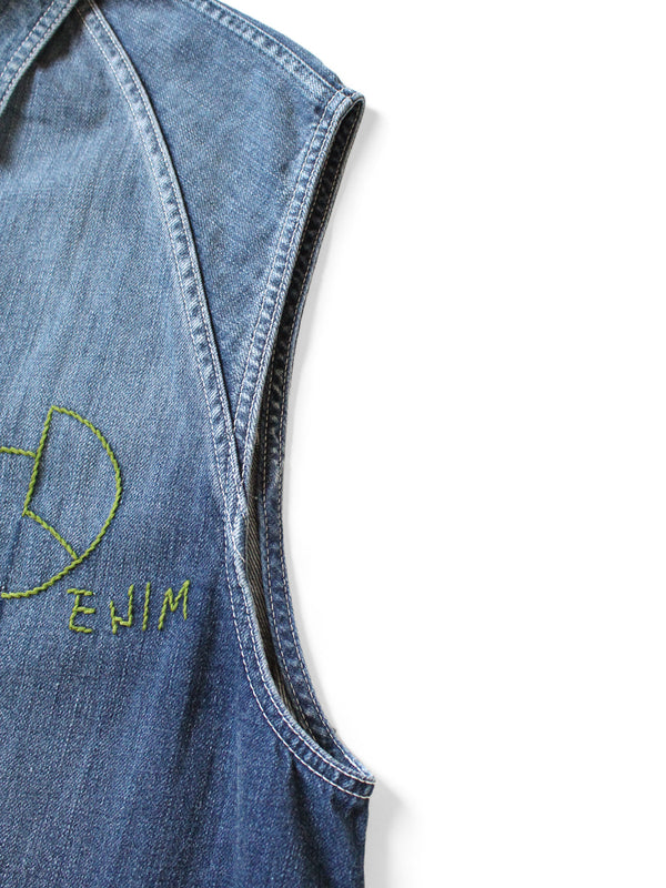 Kapital 12oz Denim Sleeveless Gilet Coverall (Memorial Embroidery Model) vest Women