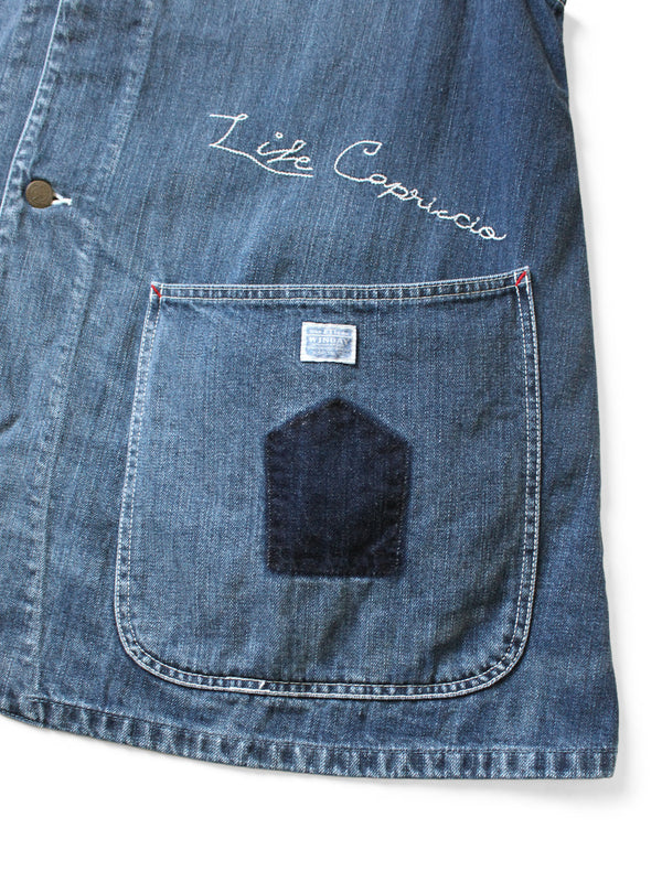 Kapital 12oz Denim Sleeveless Gilet Coverall (Memorial Embroidery Model) vest Women