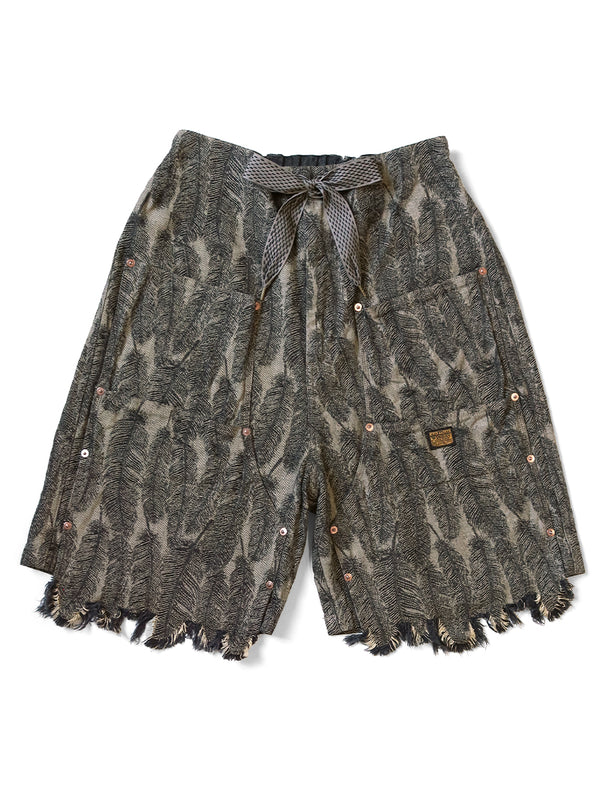 Kapital 12oz Magpie Denim W Knee Easy Shorts Pants
