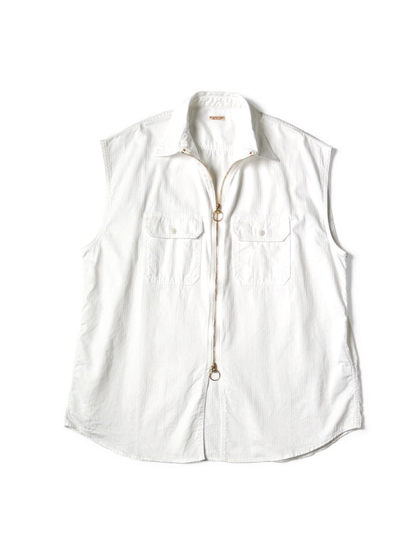 Kapital Herringbone Twill Sleeveless Zipper Work Shirt