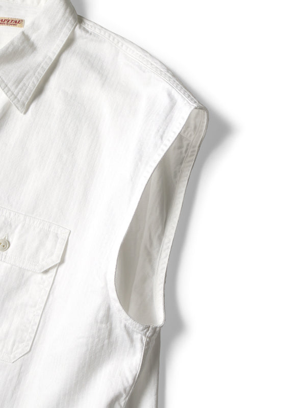 Kapital Herringbone Twill Sleeveless Zipper Work Shirt
