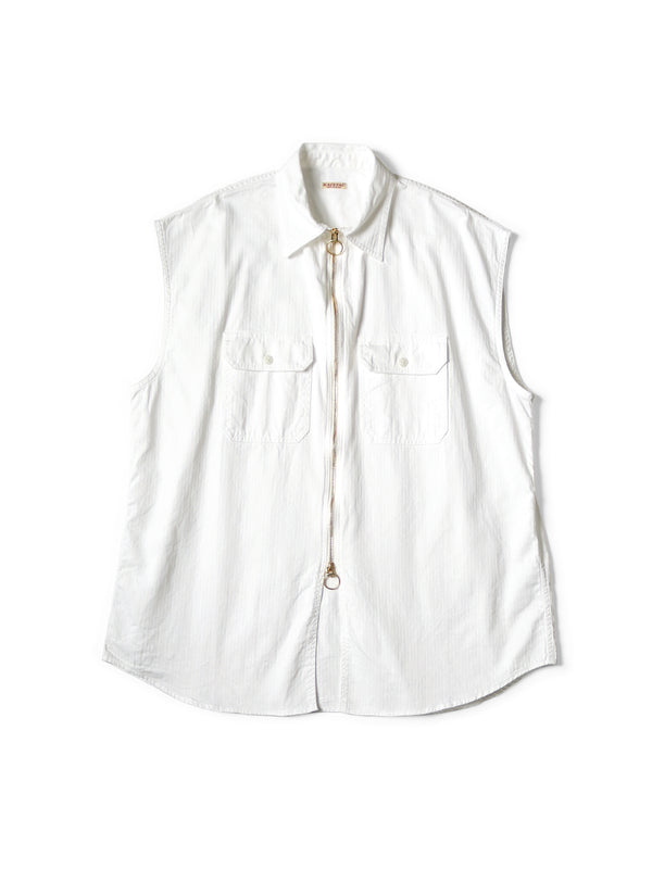 Kapital Herringbone Twill Sleeveless Zipper Work Shirt