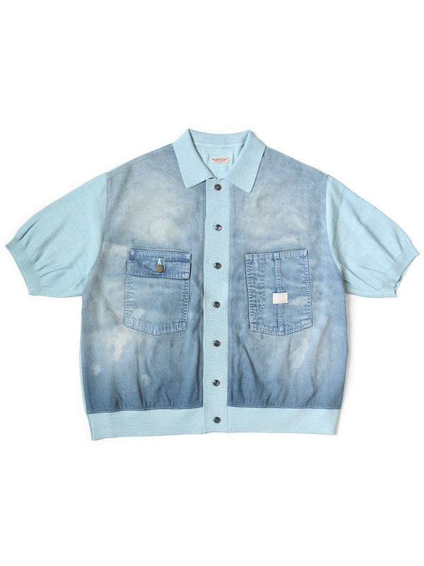 Kapital knit x 8oz denim coverall polo shirt