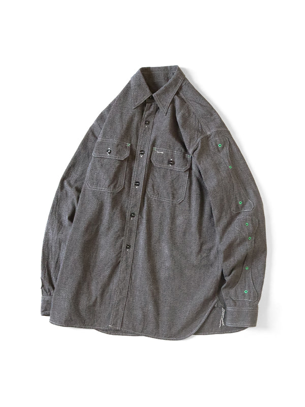 Kapital Heathered Chambray BONE Patch Ventilator Work Shirt (long sleeve)
