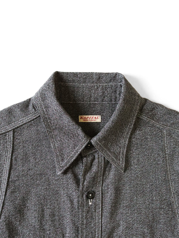 Kapital Heathered Chambray BONE Patch Ventilator Work Shirt (long sleeve)