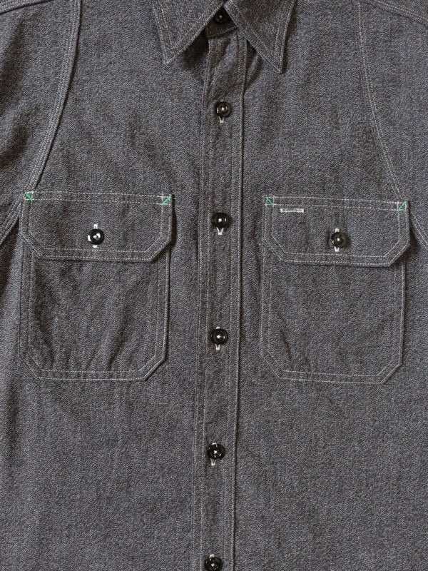 Kapital Heathered Chambray BONE Patch Ventilator Work Shirt (long sleeve)