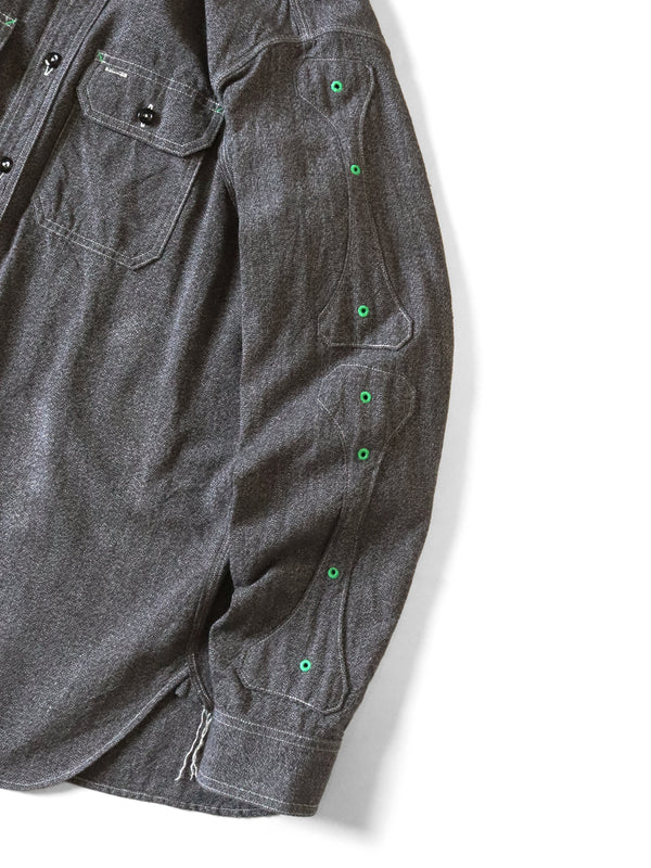 Kapital Heathered Chambray BONE Patch Ventilator Work Shirt (long sleeve)