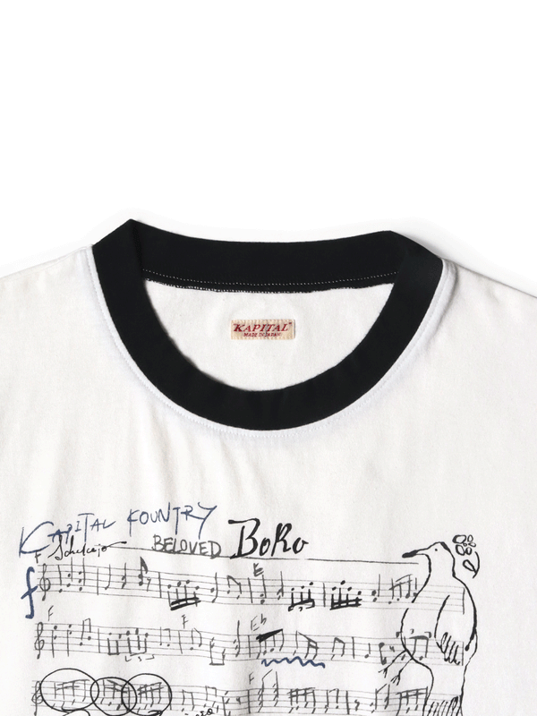 Kapital 20/- Jersey Ringer Tee (BORO Elegy print)