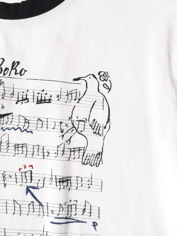 Kapital 20/-Tenjiku Ringer T-shirt (BORO Elegy pt) Tee