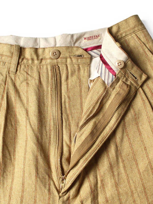 Kapital Cotton-Linen Gibson Stripe Ivy Shorts Pants