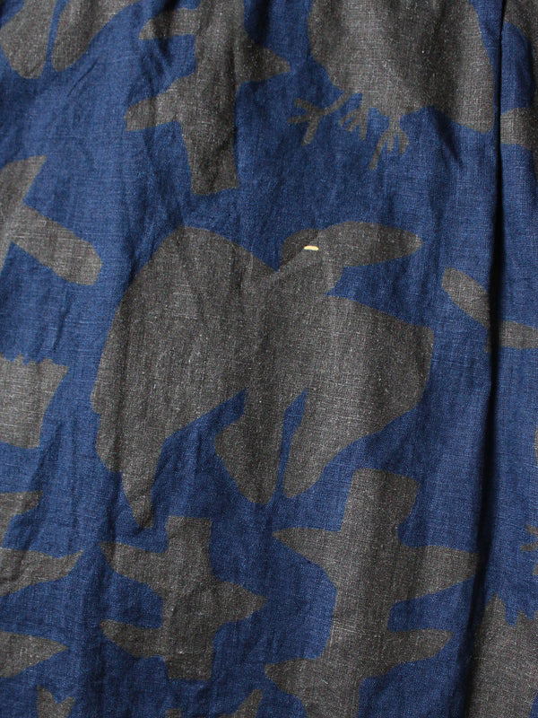 Kapital French Cross Linen GUIDING LIGHT Crow Discharge Print Aloha Shirt