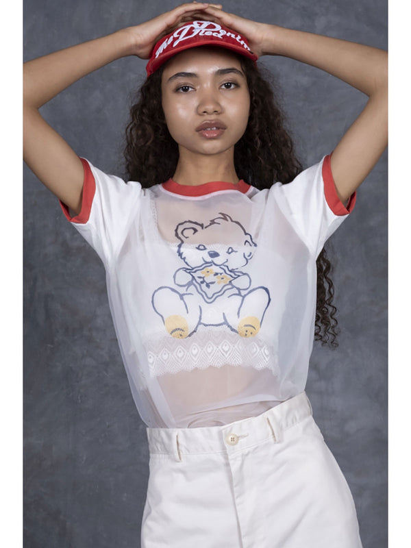 Kapital Sheer Jersey 20 ersey Ringer T-shirt (Peckish Little Bear pt) women