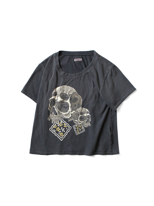 Kapital 20/- Jersey Cropped T-shirt (Peckish Rain Skull pt) Tee Women