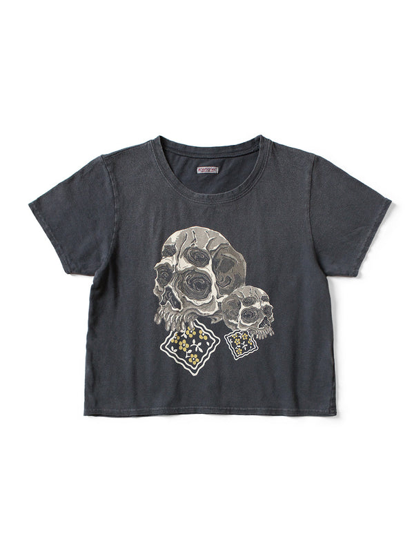 Kapital 20/- Jersey Cropped T-shirt (Peckish Rain Skull pt) Tee Women
