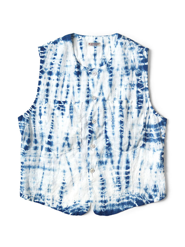 Kapital French Linen Tokushima Tied Dyed Gilet vest women