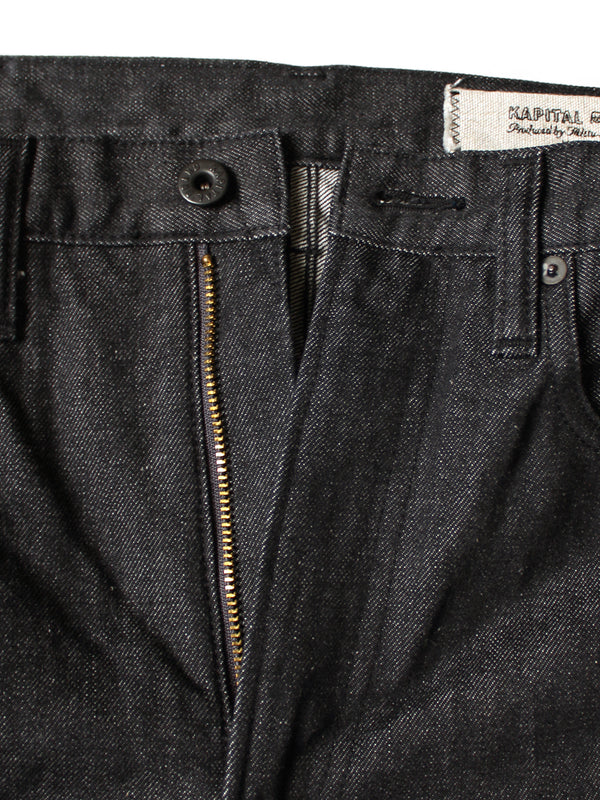 Kapital 14oz Black Denim 5P Monkey TH (Zip) Pants