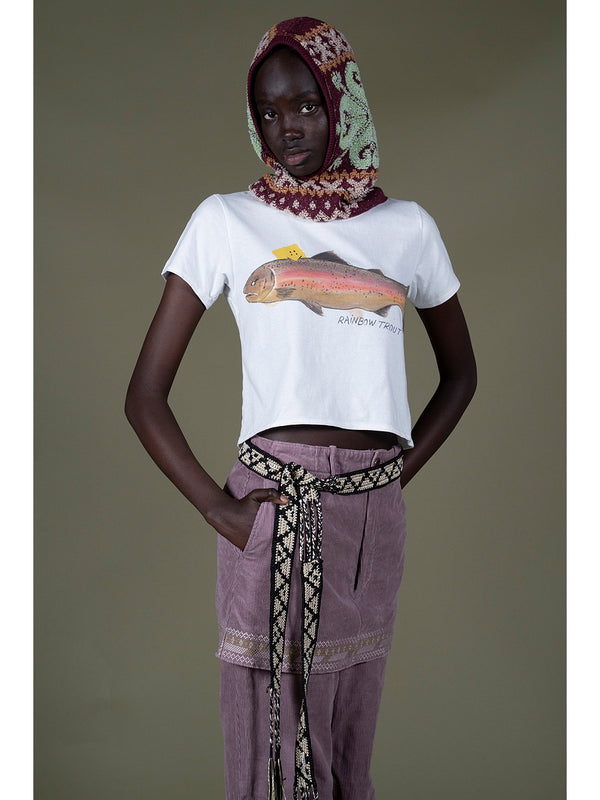 Kapital 20 Jersey Cropped T-shirt (1 Trout Peckish Rainbow) Tee