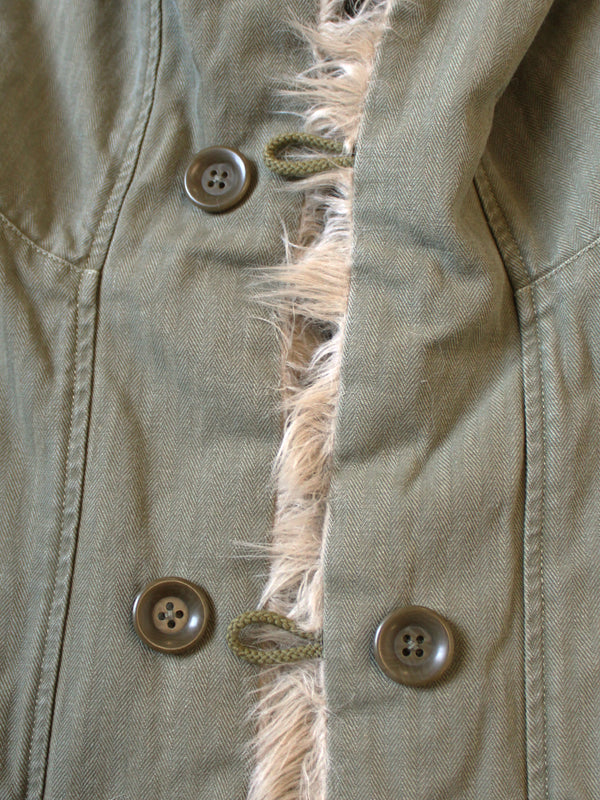 Kapital Herringbone Hoodie with Faux Fur Vest