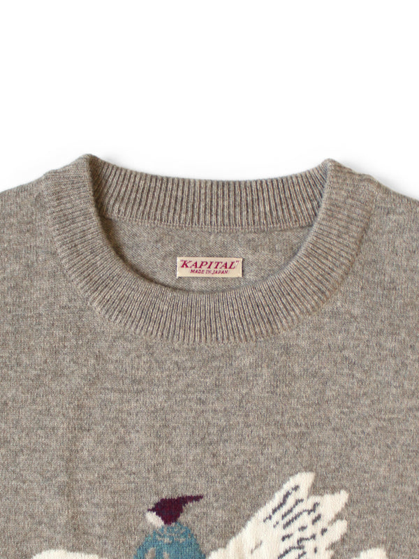 Kapital 12G Wool Crew Neck Sweater (FLY GOOSE)