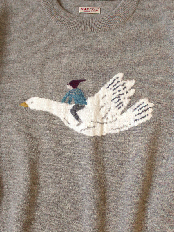 Kapital 12G Wool Crew Neck Sweater (FLY GOOSE)