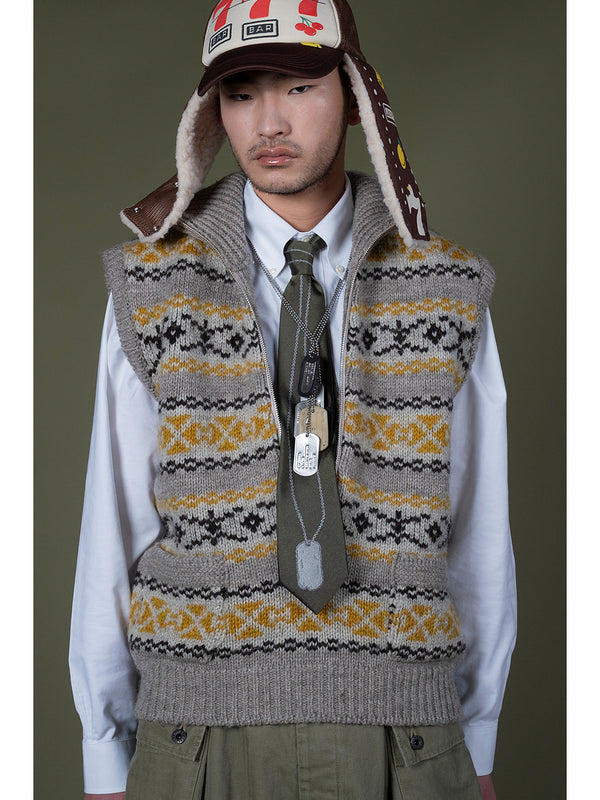 Kapital 3G Wool Yellowknife Fair Isle Half Zip Vest