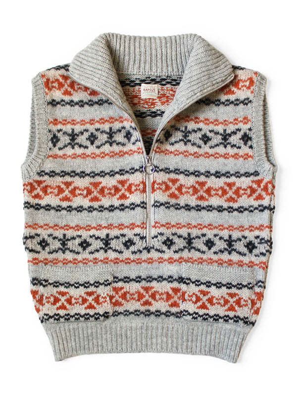 Kapital 3G Wool Yellowknife Fair Isle Half Zip Vest