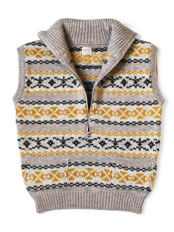 Kapital 3G Wool Yellowknife Fair Isle Half Zip Vest