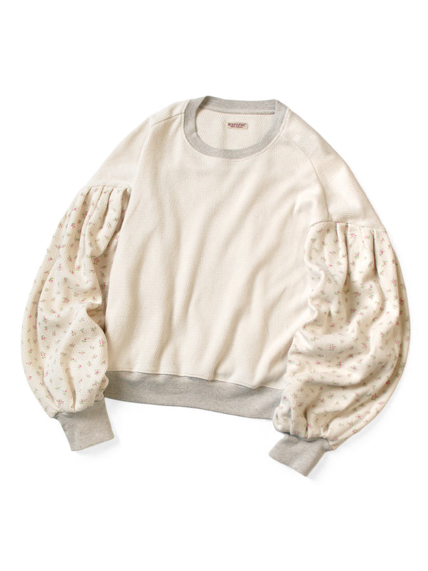 Kapital Waffle Jersey Small Flower pt 2TONE Bouffant Sleeve Sweatshirt