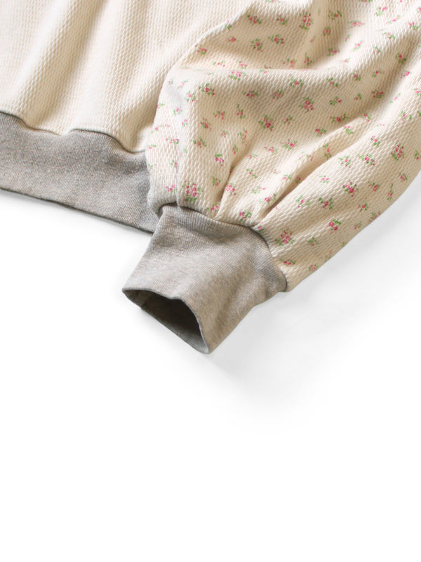 Kapital Waffle Jersey Small Flower pt 2TONE Bouffant Sleeve Sweatshirt