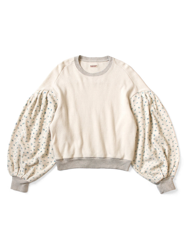 Kapital Waffle Jersey Small Flower pt 2TONE Bouffant Sleeve Sweatshirt