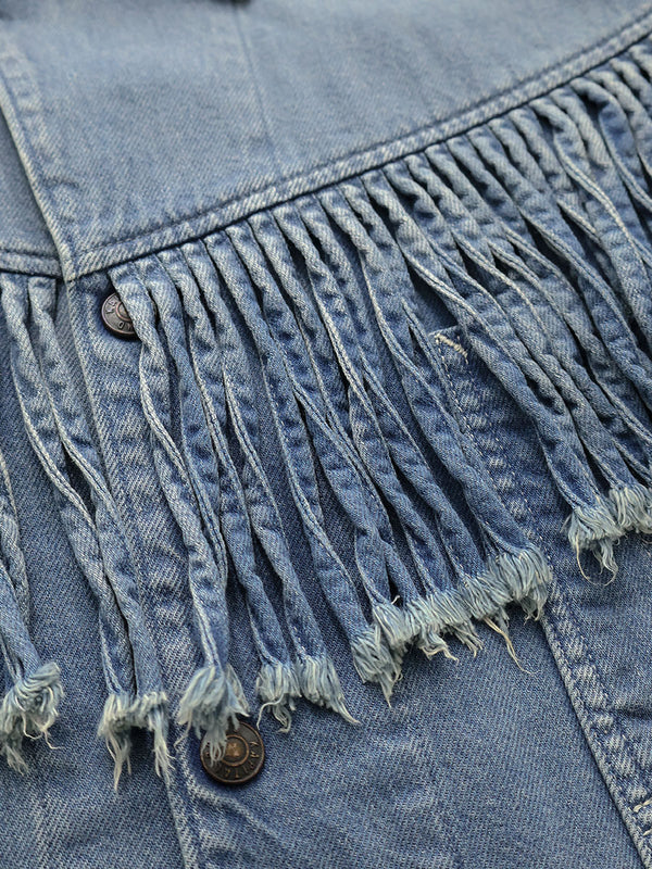 Kapital 11.5oz Denim Fringe Coveralls jacket