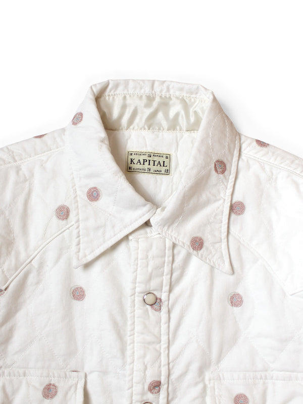 Kapital Cotton Quilted Bean Pattern Print Husky Western Shirt