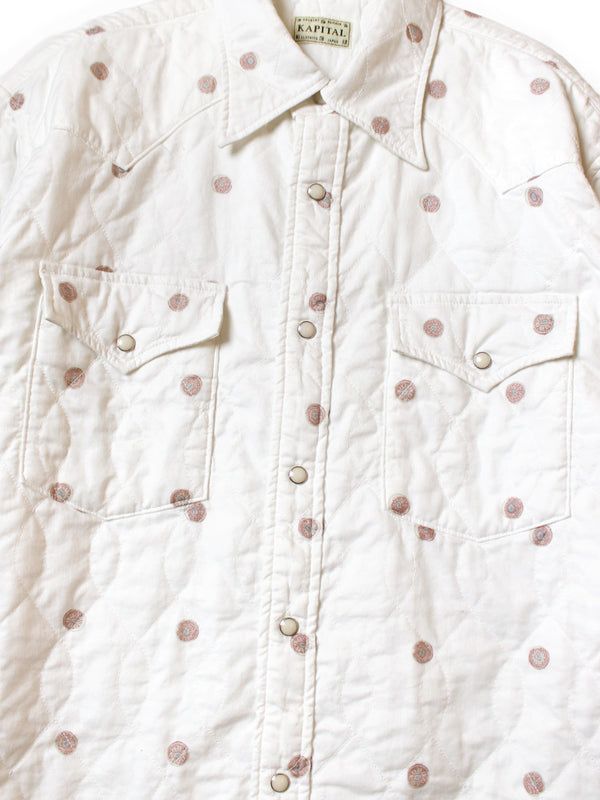 Kapital Cotton Quilted Bean Pattern Print Husky Western Shirt