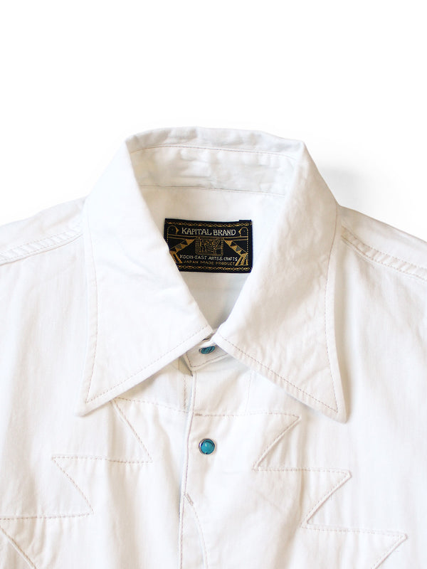 Kapital 5.5oz White Denim Thunderbird Husky Western Shirt