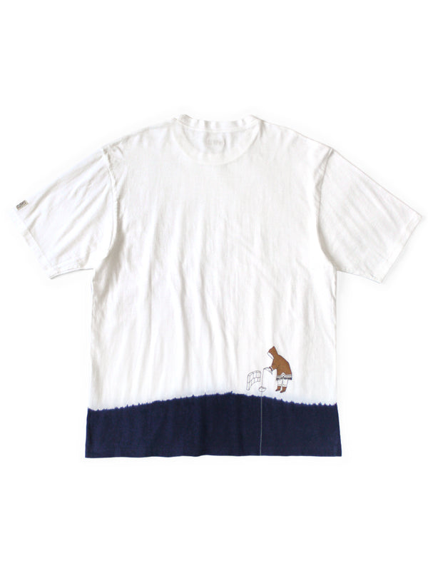 Kapital Hand-Dyed Indigo Fishing Print T-Shirt Tee