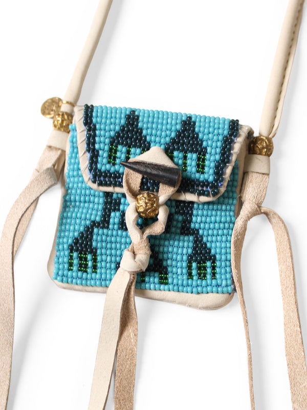 Kapital Leather Charm Necklace with Glass Beads