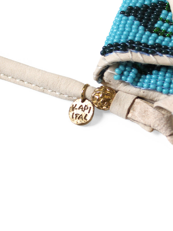 Kapital Leather Charm Necklace with Glass Beads