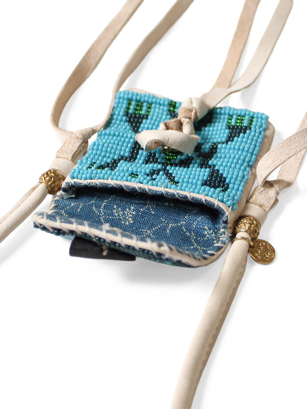 Kapital Leather Charm Necklace with Glass Beads