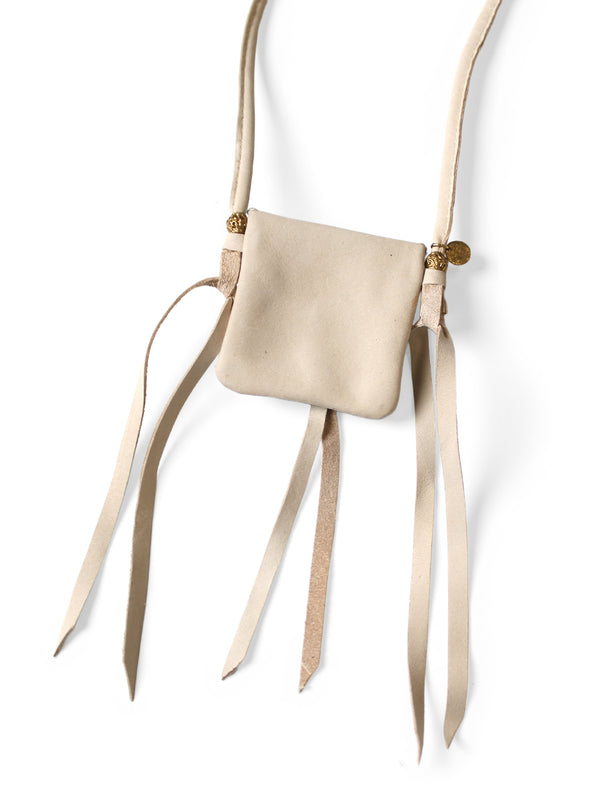 Kapital Leather Charm Necklace with Glass Beads