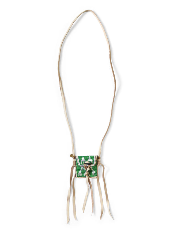 Kapital Leather Charm Necklace with Glass Beads