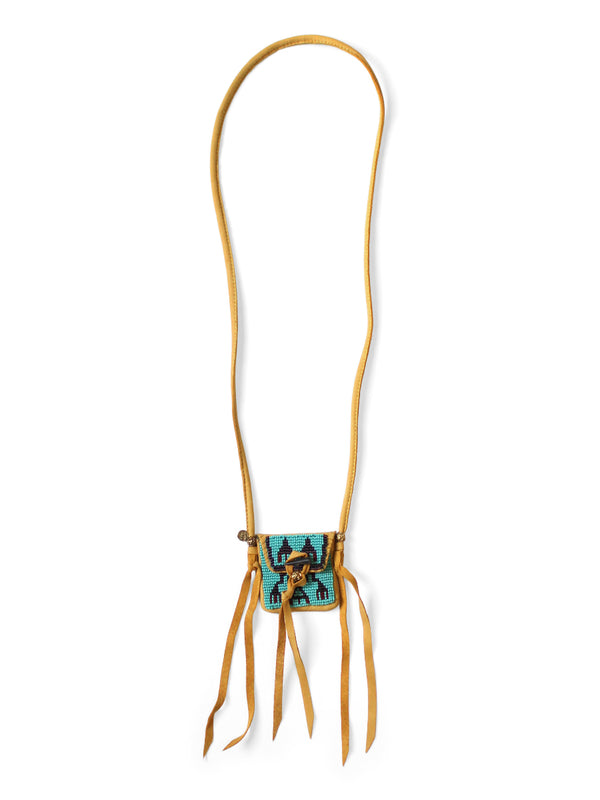 Kapital Leather Charm Necklace with Glass Beads