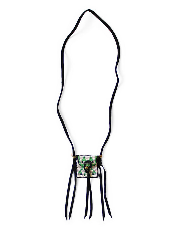 Kapital Leather Charm Necklace with Glass Beads