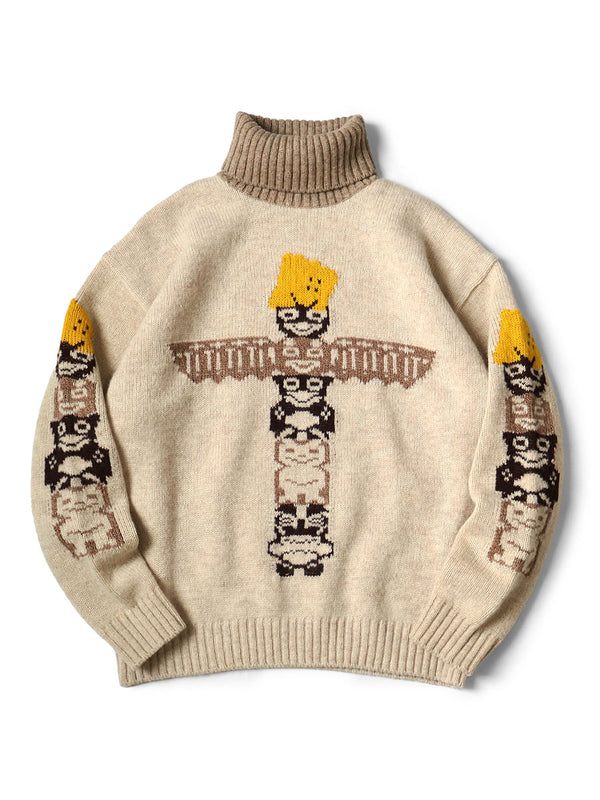 Kapital 5G Wool Peckish Totem Pole High Neck Sweater