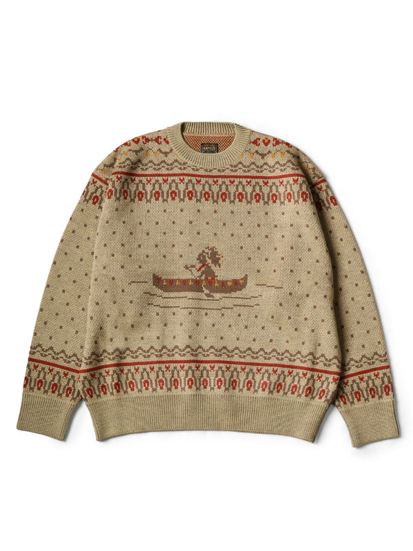 Kapital 8G Fair Isle Crew Sweater (Canoe)