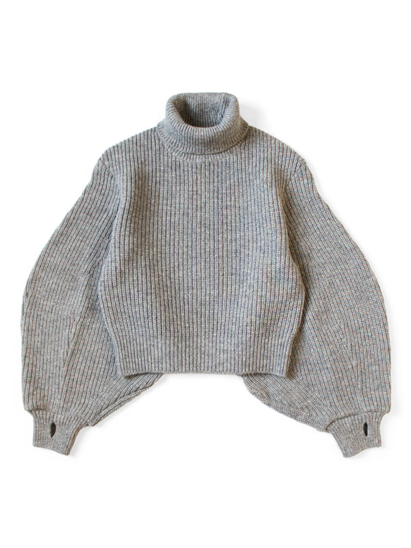 Kapital 5G Wool Ribbed Velvet Sleeve Sweater