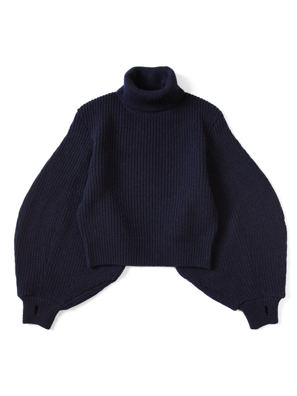 Kapital 5G Wool Ribbed Velvet Sleeve Sweater